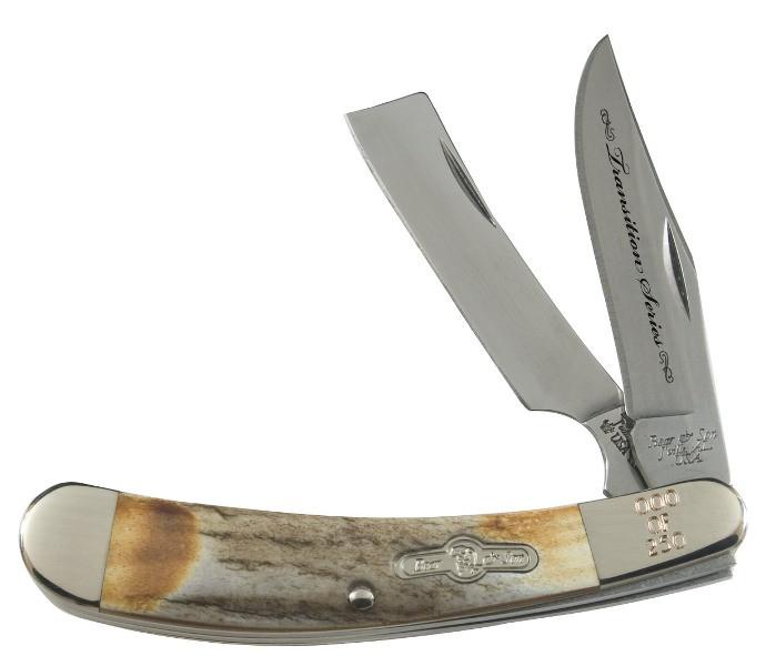 Transition Series - Trapper Sway Razor, 2-Blade - Stag Horn (4") PocketKnife - SlipJoint Folder