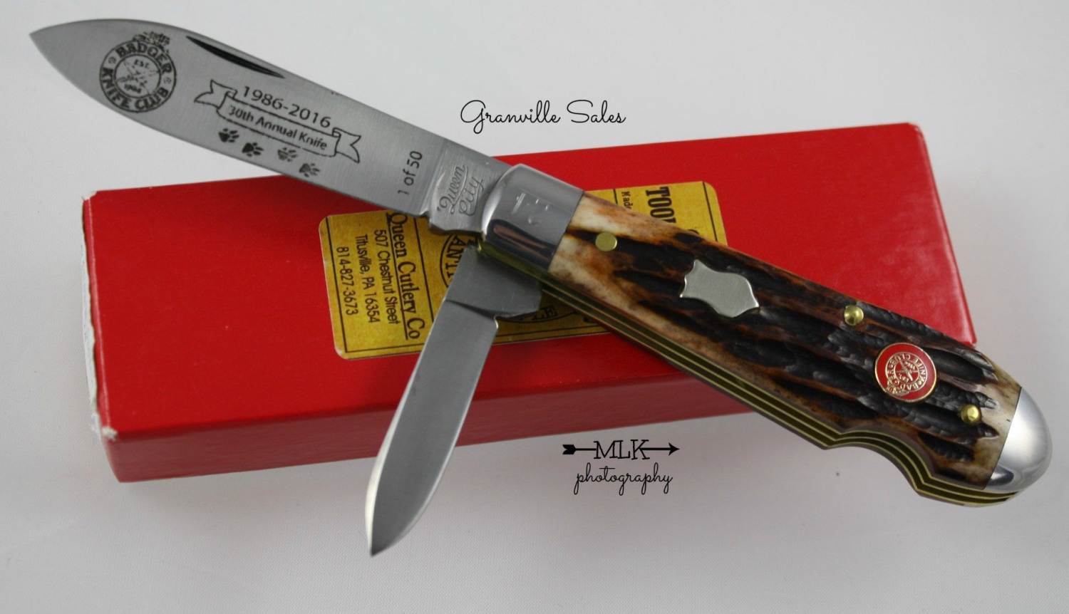 Queen Tear Drop Jack - Jigged Bone 2-Blade PocketKnife