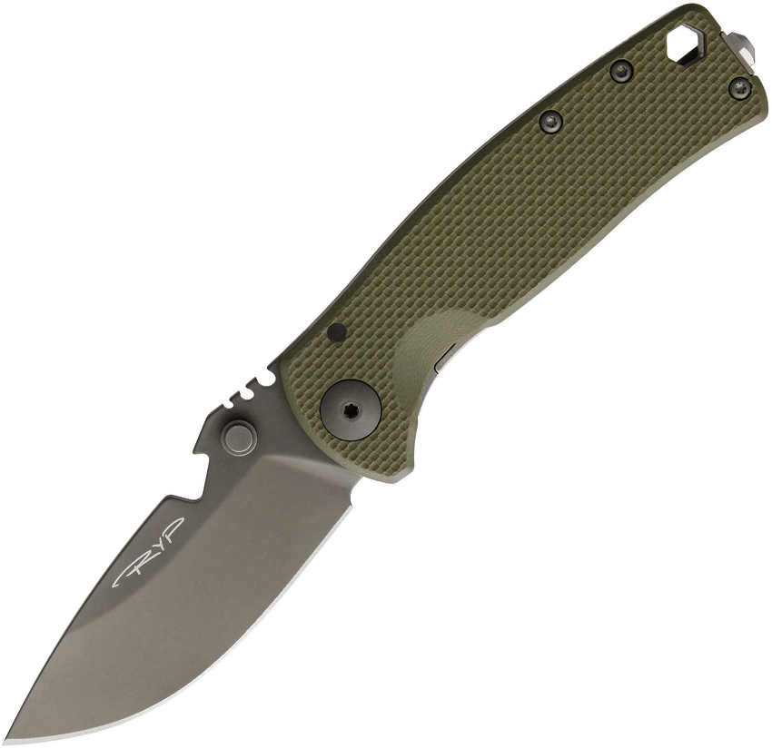 DPX Gear HEST/F Urban - CPM 154 Ghost Gray Matte PVD Coated Blade - Olive Drab G10 and Titanium Framelock Handle - DPHSF060