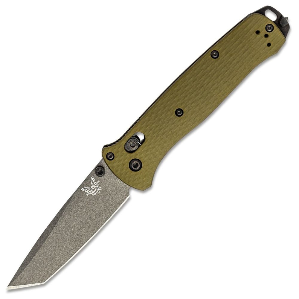 Benchmade Bailout AXIS - CPM-M4 Gray Cerakote Tanto Blade - Green Anodized Textured Aluminum Handle with Glassbreaker - 537GY-1