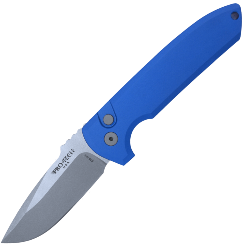 Pro-Tech Les George Rockeye Auto - CPM S35VN Stonewashed Blade - Blue Aluminum Handle - LG301-BLUE