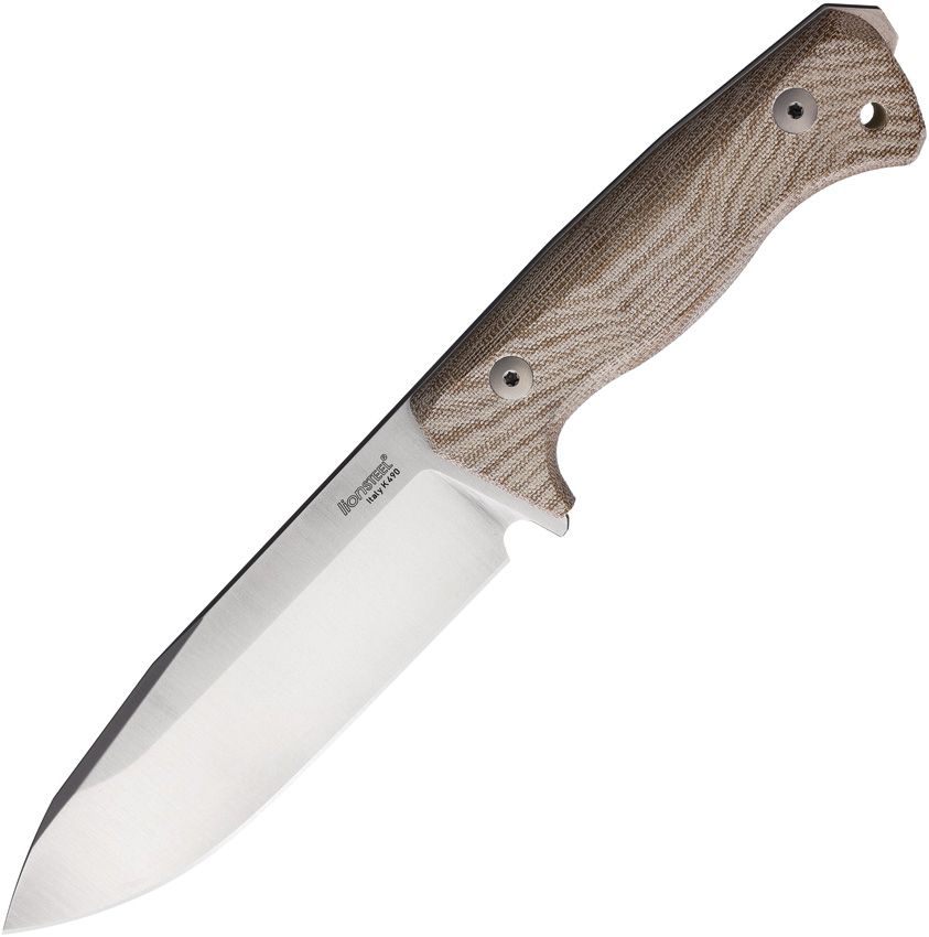 LionSteel T6 CVN - 3V Drop Point Satin Blade - Natural Micarta Single Piece Milled Handle - T6CVN