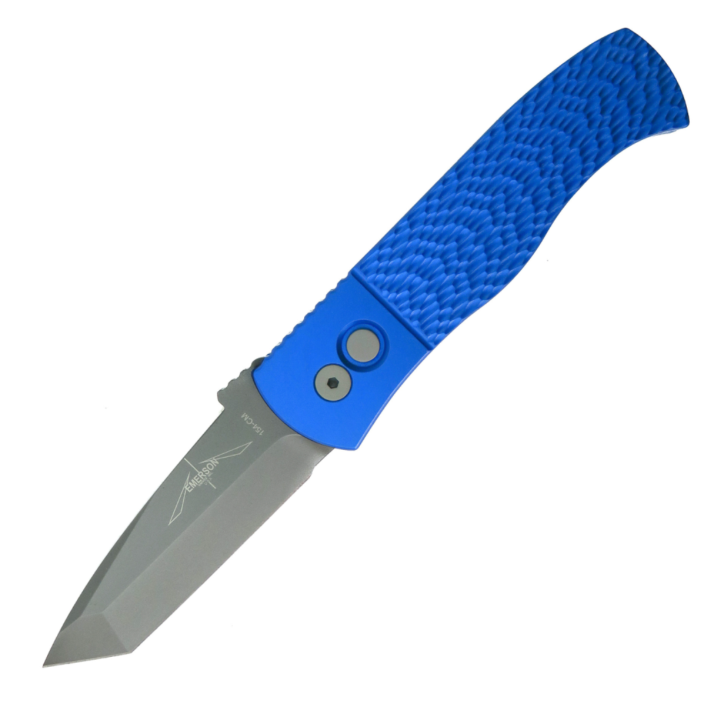 Pro-Tech Emerson CQC7 AUTO - 154CM Chisel Tanto Blade - Blue Jigged Aluminum Handle - E7T05-Blue