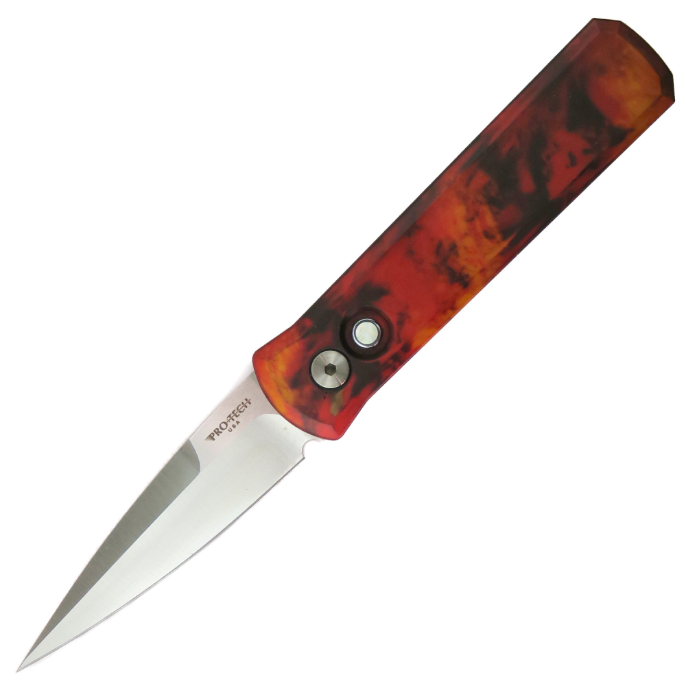 Protech Godson AUTO - 154CM Spearpoint Blade - "Del Fuego" Custom Anodized Handle - 721DF1