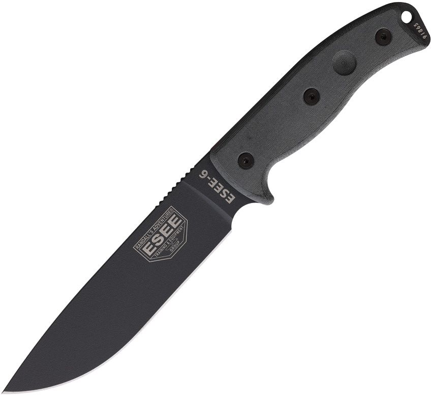 ESEE Model 6 Tactical Gray - 1095 Tactical Gunsmoke Gray Powder Coated Blade - Gray Linen Micarta Handle - ES6PDTG