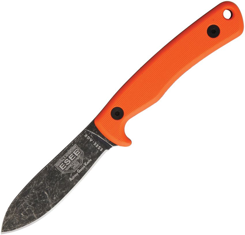 ESEE Ashley Emerson Game Knife - 1095 Black Oxide Stonewashed Blade - Orange G10 Handle - ESAGKOR