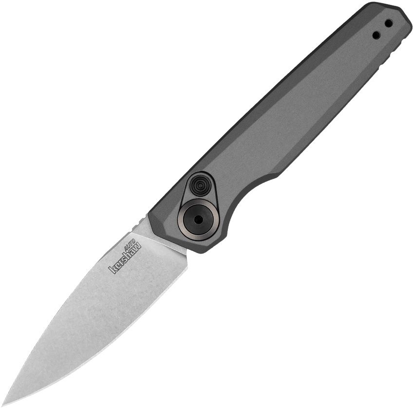 Kershaw Launch 18 AUTO - CPM154 Drop Point Stonewashed Blade - Gray Anodized Aluminum Handle - 7551