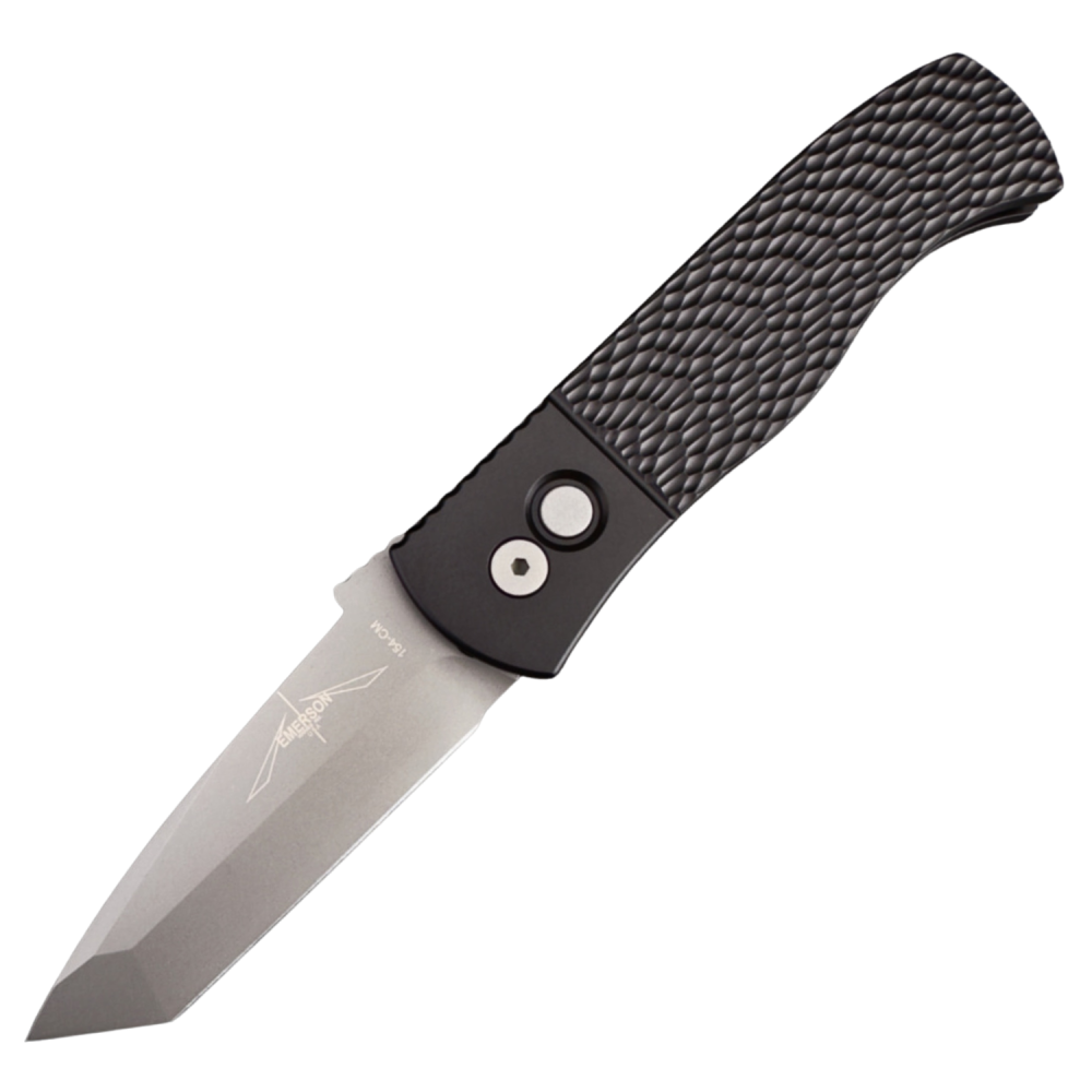 Pro-Tech Emerson CQC7 AUTO - 154CM Chisel Tanto Blade - Black Jigged Aluminum Handle - E7T05