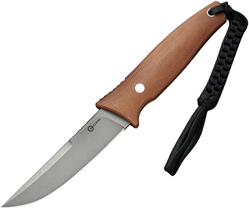 CIVIVI Tamashii Fixed Blade - D2 Tool Steel Stonewashed Blade - Brown Micarta Handle - C190465