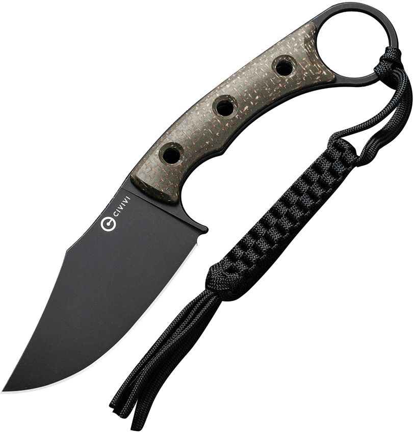 Civivi Midwatch Fixed Blade - Bohler N690 Black Stonewashed Clip Point Blade - Green Burlap Micarta Handle - C20059B-3