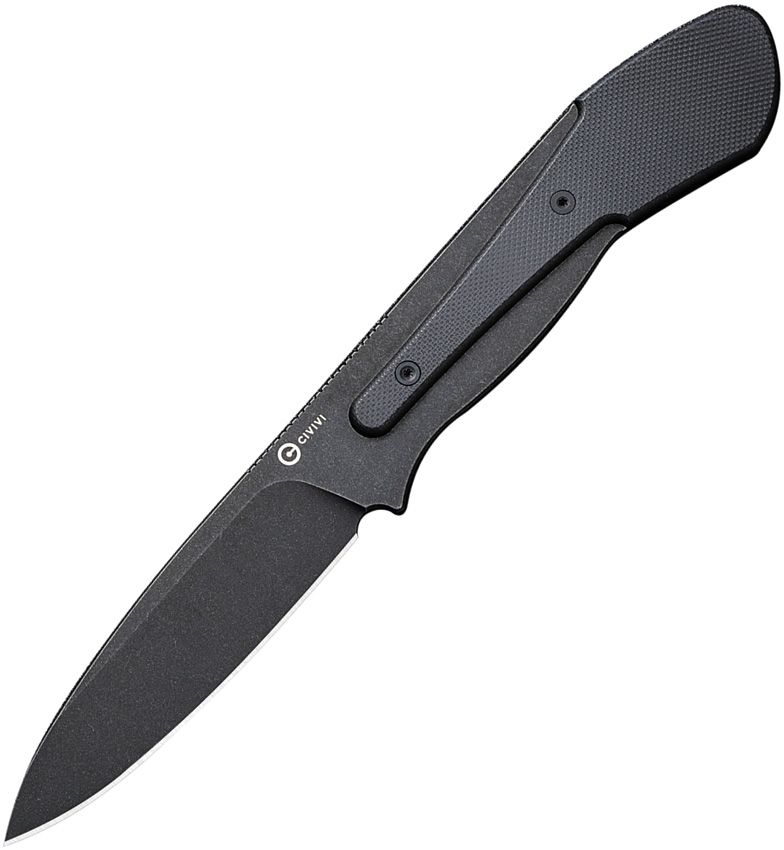 Civivi Varius Modular Fixed Blade - D2 Tool Steel Black Stonewashed Blade - Black G10 Handles with Removable Ring - C22009D-1