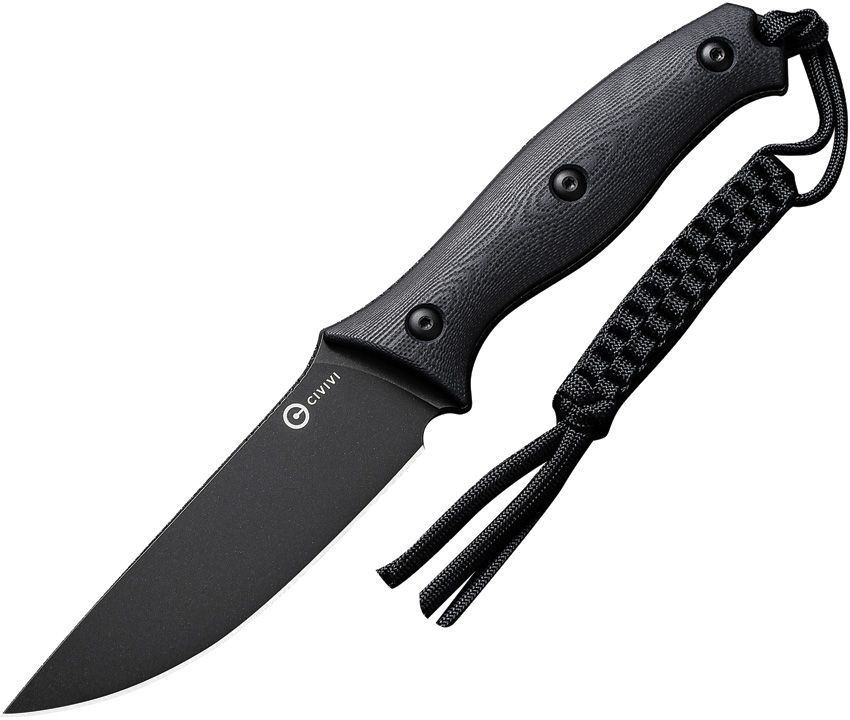 Civivi Stormridge Fixed Blade - Nitro-V Black Stonewashed Blade - Black G10 Contoured Handle - C23041-1