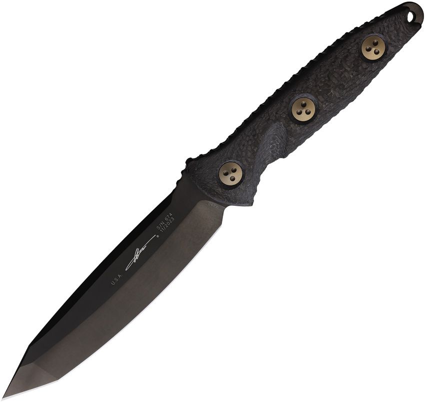Microtech Socom Alpha - M390 Black DLC Tanto Blade - Black Carbon Fiber Handle - MCT1141DLCCFS