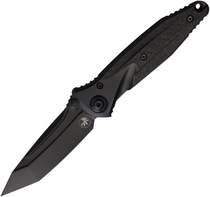 Microtech Socom Bravo Framelock - M390 Black DLC Tanto Blade - Black Titanium Handle with Carbon Fiber Inserts - MCT2611DLC