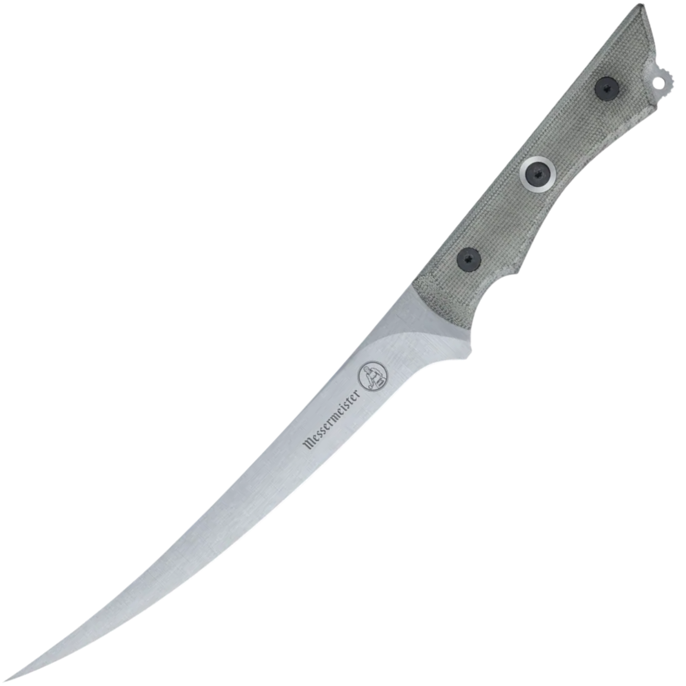 Messermeister Overland Chef 7" Fillet Camp Knife - Nitro-B Steel - OD Green Linen Micarta Handle