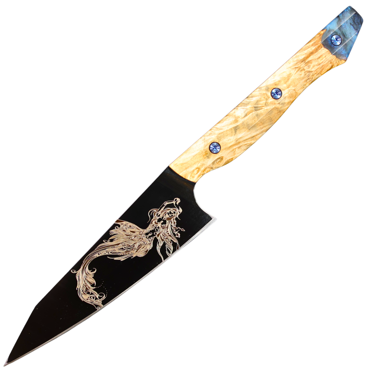 Meglio Knives Custom 5.25" Petty - Calypso Etched Magnacut Blade - Cocobolo Handle