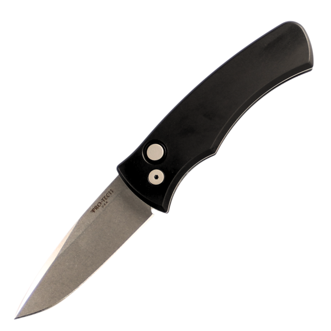 Pro-Tech Duke 2 Auto - Magnacut Stonewashed Blade - Black Aluminum Handle - DUKE2101