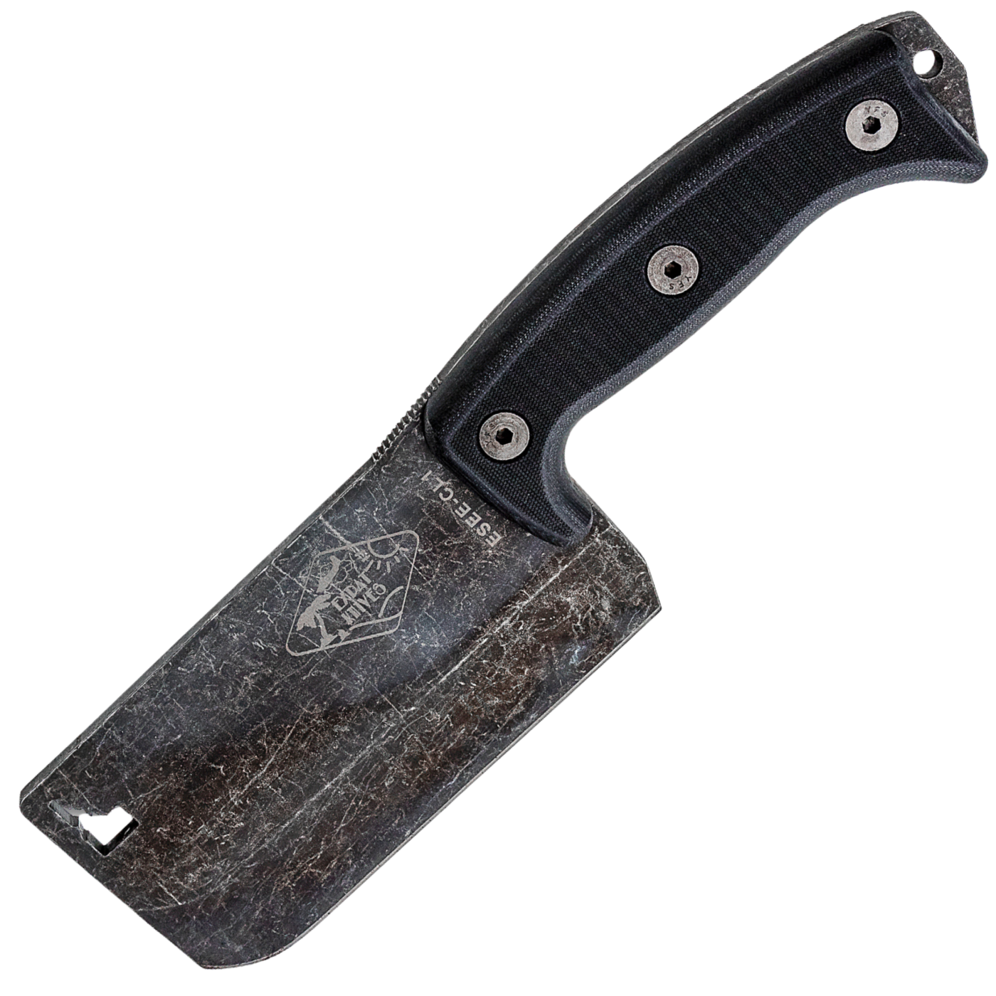 ESEE Cleaver - 1095 Black Stonewashed Cleaver - Black 3D Machined G10 Handle - ESCL1