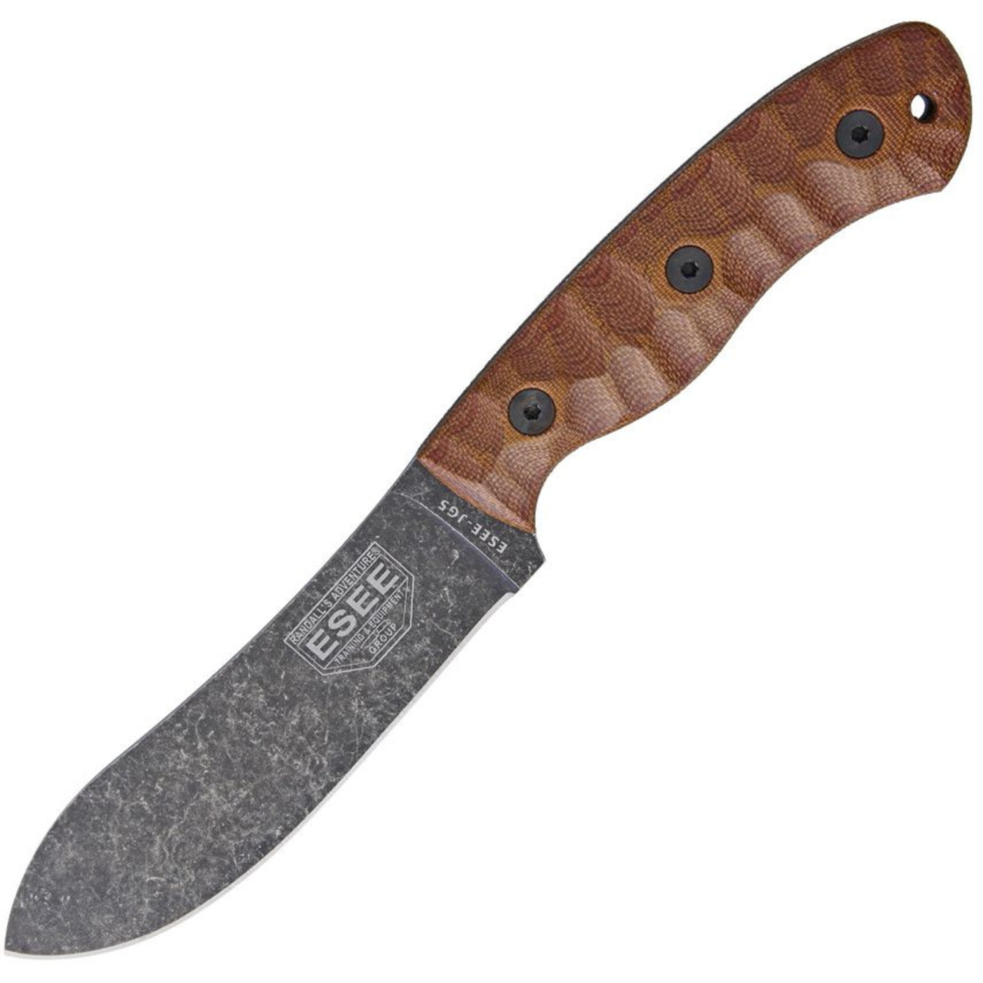 ESEE James Gibson Model 5 -  1095 Black Oxide Stonewashed Blade - Brown Micarta Handle - ESJG5