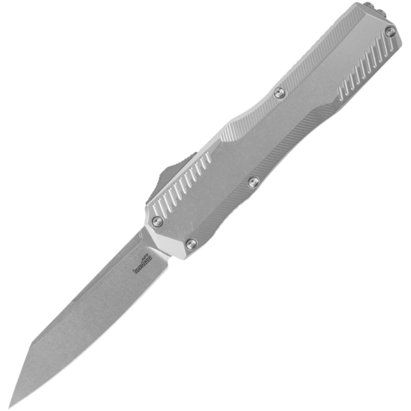Kershaw Livewire OTF - CPM-MagnaCut Stonewashed Reverse Tanto - Raw Aluminum Handles - 9000RRAW