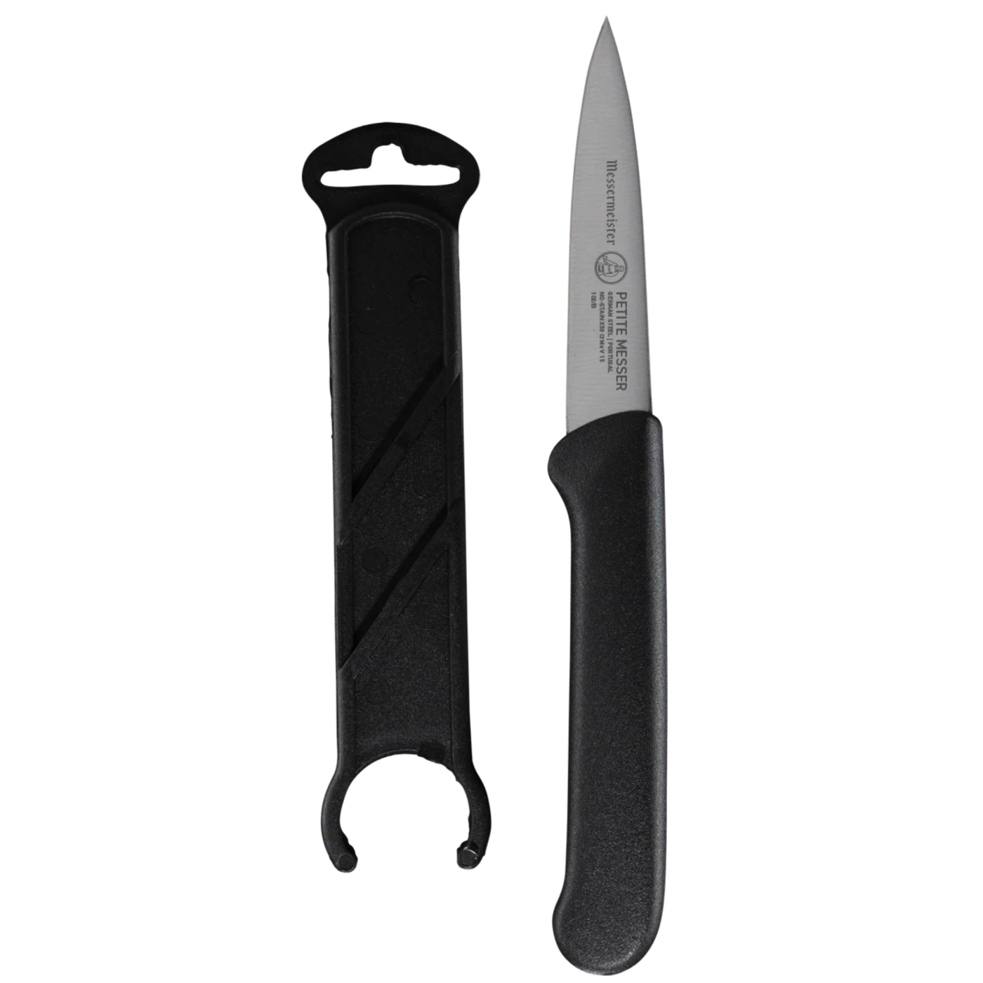 Messermeister 3" Spear Point Parer - X50 Steel - Black Handle ABS With Matching Sheath