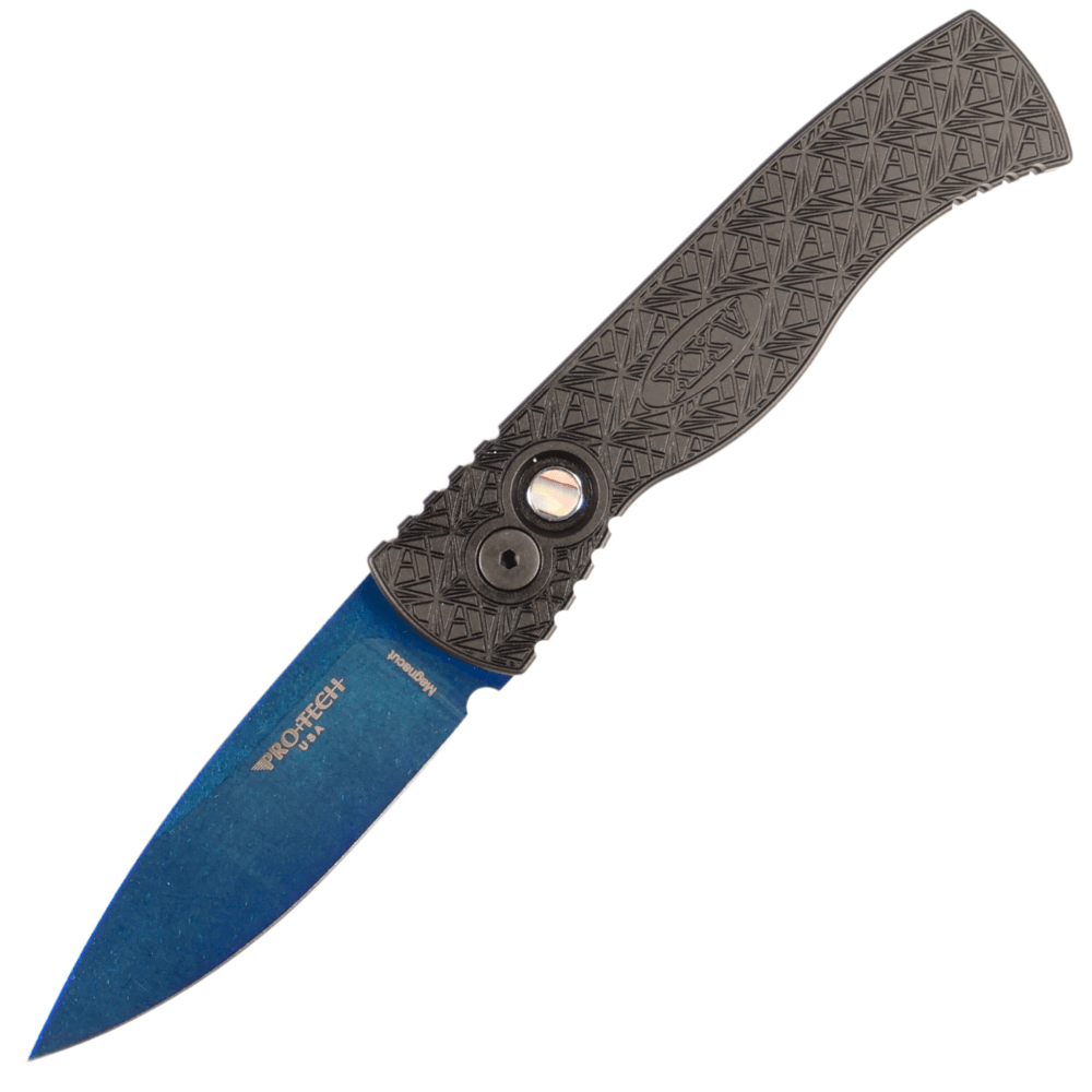 ProTech Tactical Response 2 Nexus AUTO - Magnacut Saphire Blue Blade - Black Special Edition Milled Handle with Abalone Button - T206-SB