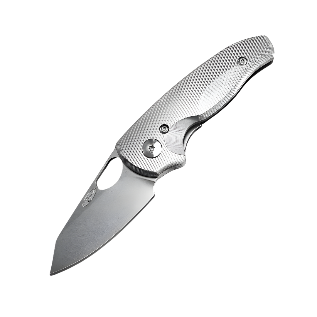 TRM Knives Holier Nerd - Magnacut Blade - 3D Contoured Pinstripe Titanium