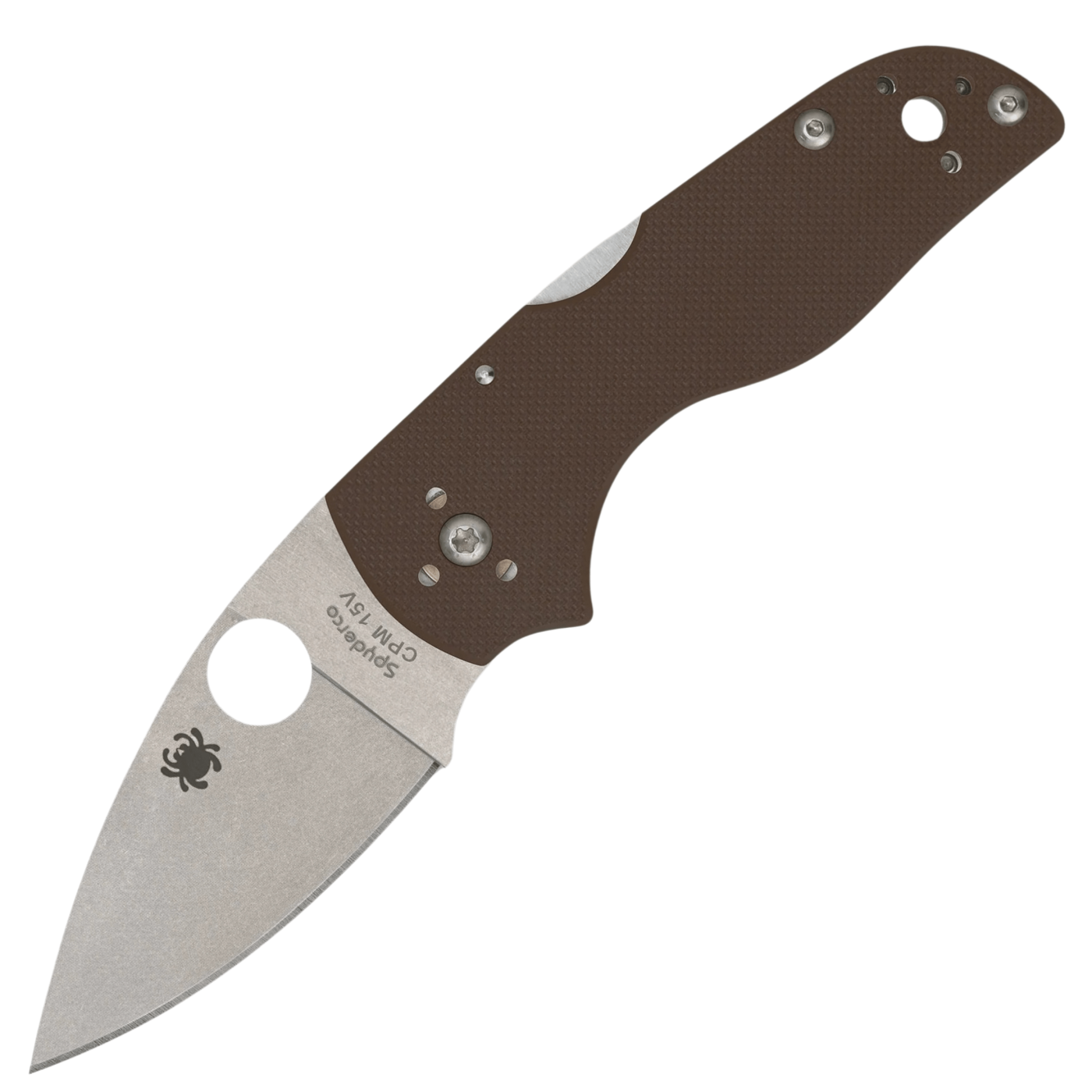 Spyderco Lil Native Backlock Lock Sprint Run - 15V Plain Edge Blade - Brown G10 Handle - C230MBGPBN15V