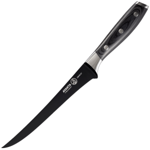Messermeister Avanta Kendrick 7" Fillet - Black Titanium Coated X50 Steel - Ebony Pakkawood Handle