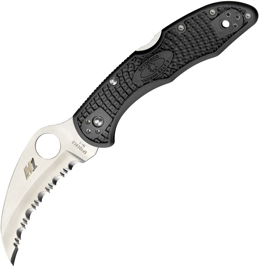 Spyderco Tasman - H1 Serrated Hawkbill Blade - Black FRN Handle - C106SBK2