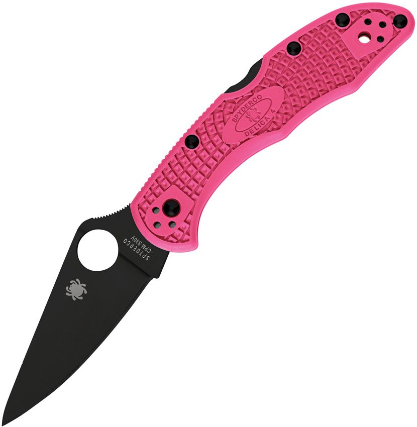 Spyderco Delica 4 - S30V Black TiCN Drop Point Blade - "Pink Heals" Edition Pink FRN Handle - C11FPPNS30VBK