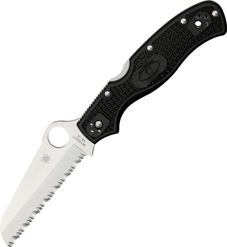 Spyderco Rescue 3 - VG10 Serrated Sheepsfoot Blade - Black FRN Handle - C14SBK3