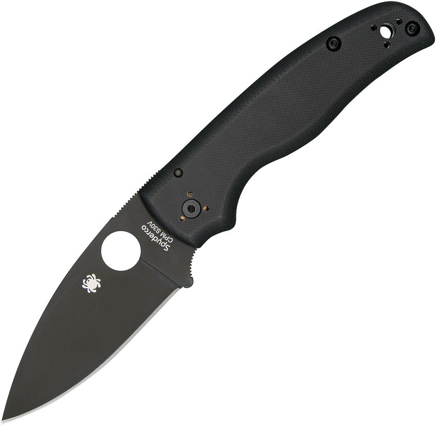 Spyderco Shaman - S30V Black Drop Point Blade - Contoured Black G10 Handle - C229GPBK