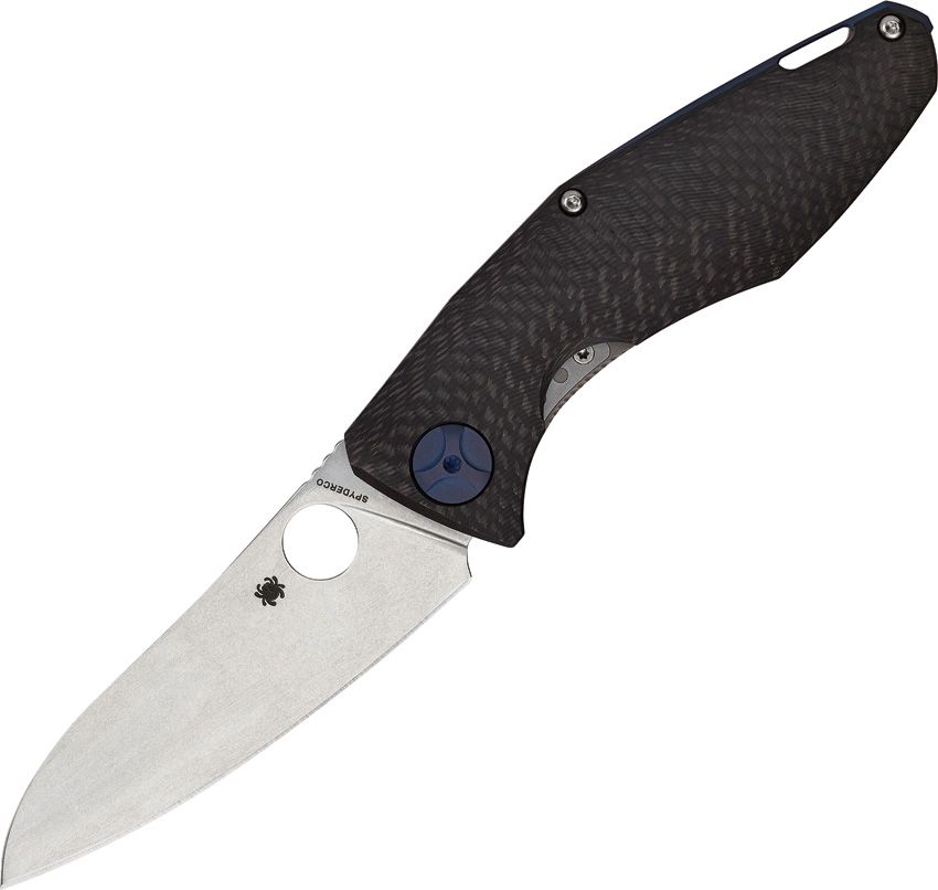 Spyderco Drunken - S90V Stonewashed Blade - Milled Carbon Fiber and Titanium Handle - C235CFTIP