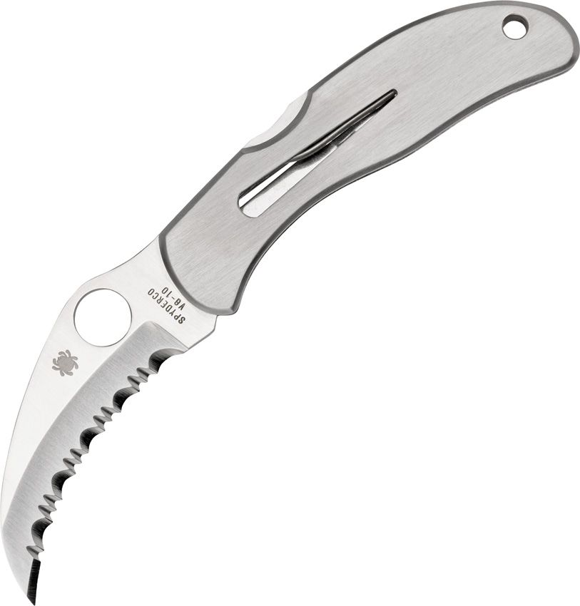 Spyderco Harpy - VG-10 Serrated Hawkbill Blade - Stainles Steel Handle - C08S