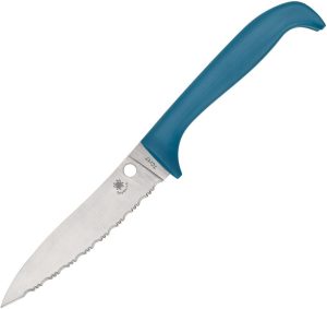 Spyderco Counter Puppy - 7CR17 Stainless Steel Serrated Blade - Blue Handle - K20SBL