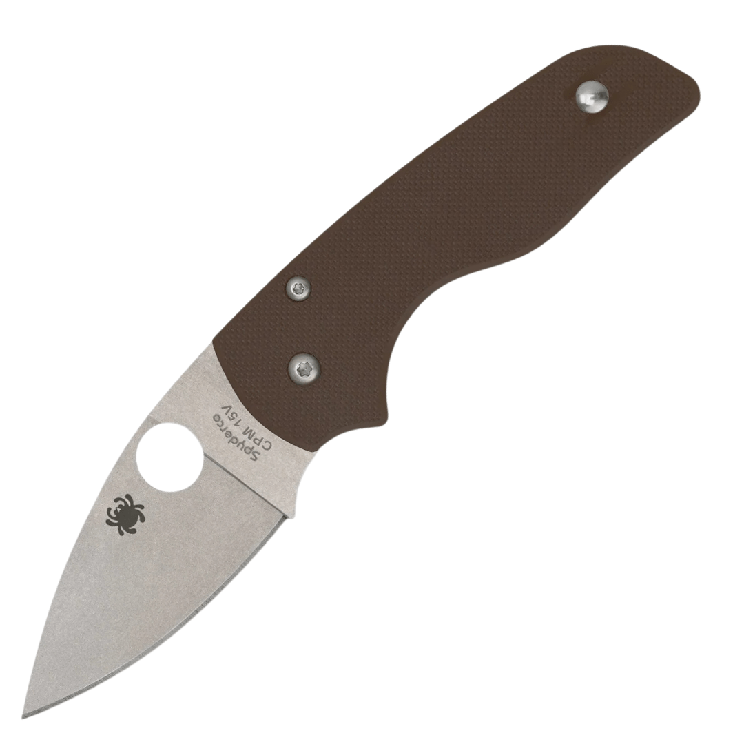 Spyderco Lil Native Compression Lock Sprint Run - 15V Plain Edge Blade - Brown G10 Handle - C230GPBN15V